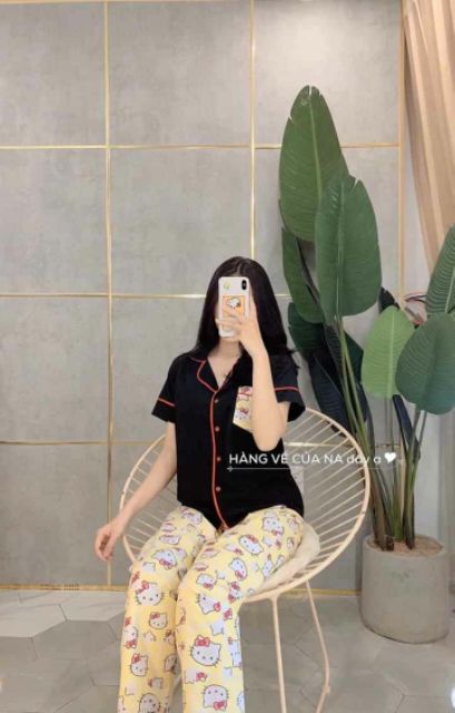 [Mã WA1606 giảm 15% đơn 99k] Bộ lụa phối kate thái tay ngắn quần dài | BigBuy360 - bigbuy360.vn