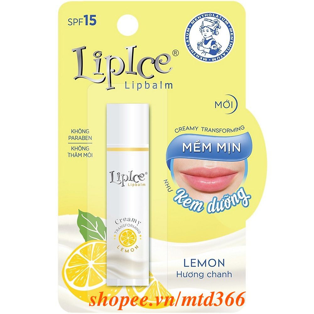 Son Dưỡng Lipice Creamy Hương chanh (Lemon) 4.3g Không Màu Chuyển Kem Mịn.