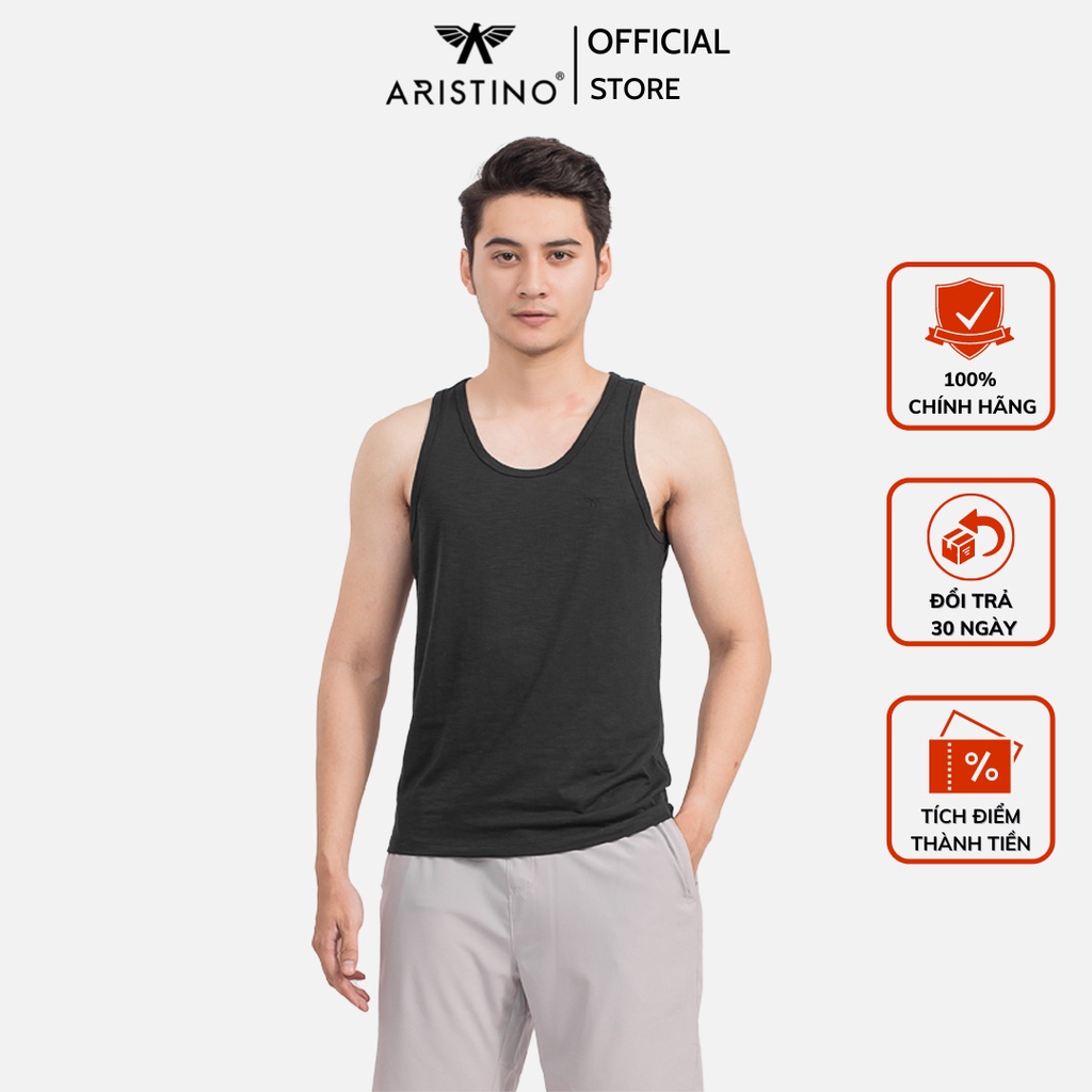 Áo ba lỗ nam Aristino dáng suông nhẹ, chất cotton mềm mại, thoáng mát - ATT009S9