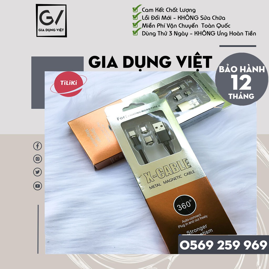 Cáp sạc nam châm có 3 đầu sạc đa năng tiện dụng