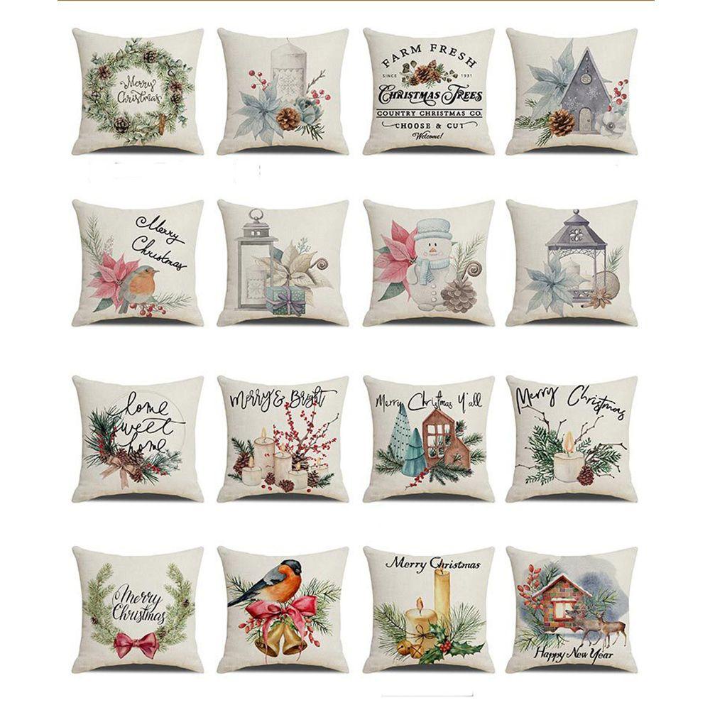 Vỏ Gối Vuông Họa Tiết Giáng Sinh Độc Đáo Trang Trí Nhà Cửa