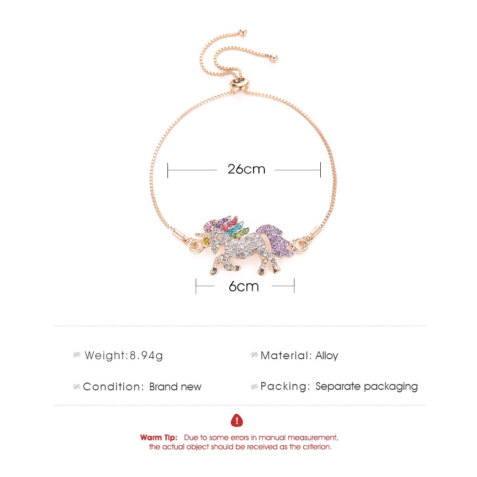 ✨ 【✅COD】 ✨Vòng Tay Kim Loại Mặt Hình Ngựa Một Sừng Dễ Thương Cho Nữ