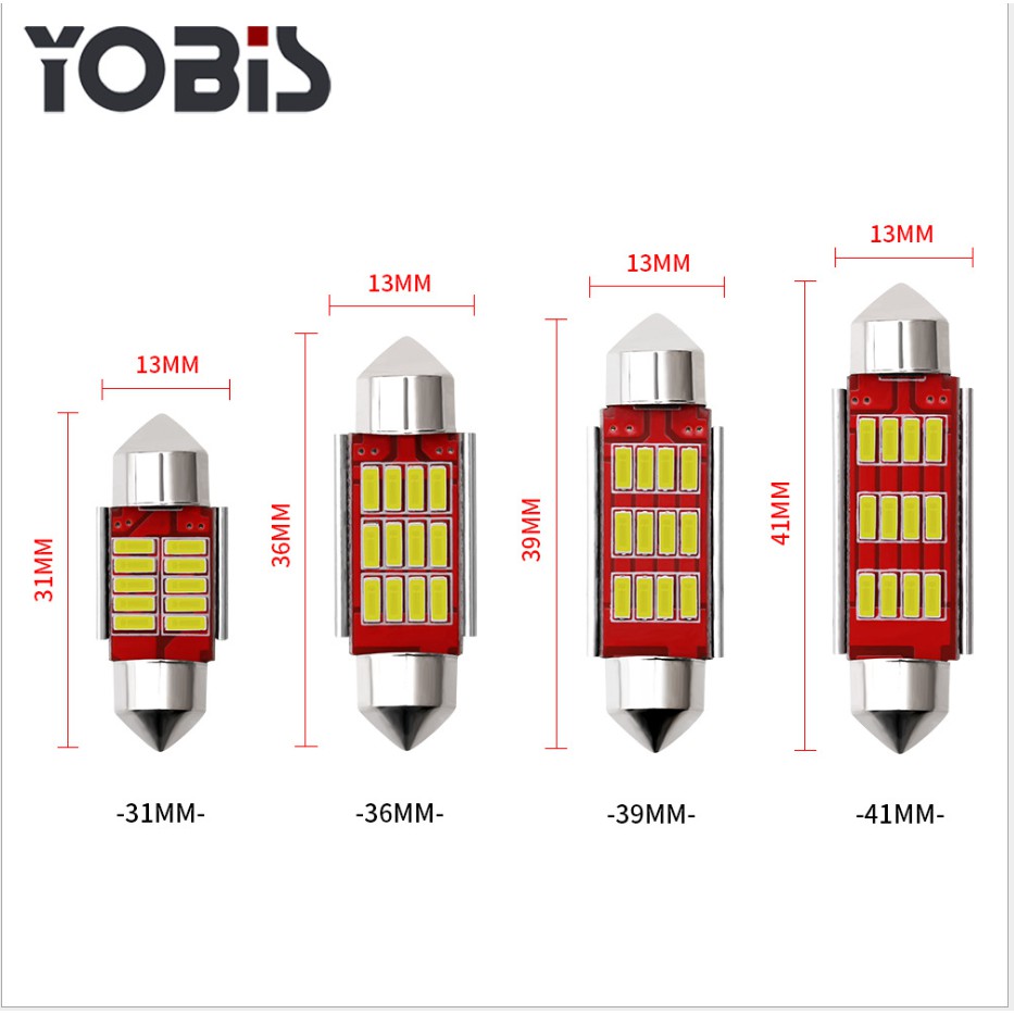 YOBIS-Bóng đèn led trần xe hơi 4014 (31mm,36mm,39mm,41mm) trắng