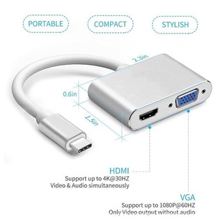 Cáp chuyển đổi USB TypeC 3.0 to HDMI+ VGA
