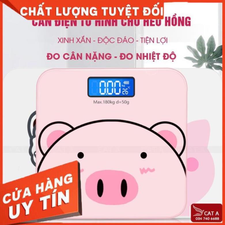 [ Bán Lẻ Giá Sỉ ] Cân Điện Tử, Cân Sức Khỏe Hình Heo Hồng Sạc Pin Xinh Xắn, Trọng Lượng Tối Đa 200Kg, Tặng Kèm Thước Dây