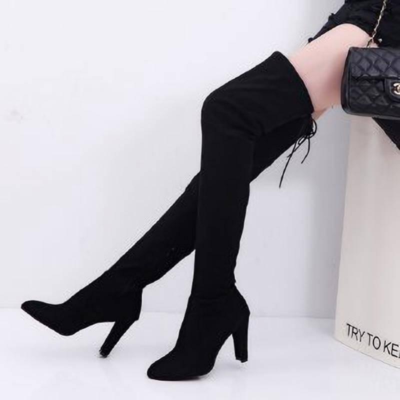 Hàng Mới Về Giày Boot Cao Gót Bằng Cao Su Da Lộn Size Lớn Phong Cách Anh Quốc Thời Trang Mùa Xuân Đơn Giản Hợp Thời Trang Cho Nữ