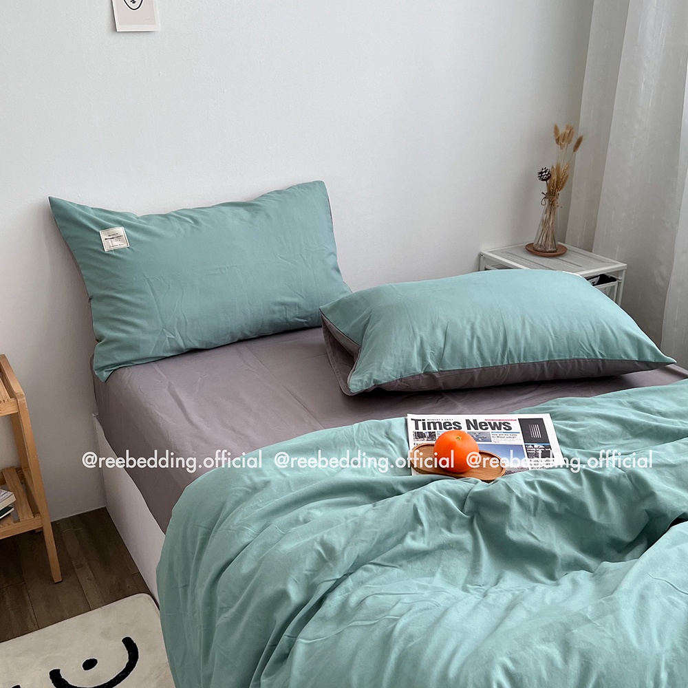 Bộ chăn ga gối Cotton TC REE Bedding Mint mix ghi đủ size giường nệm CTC147