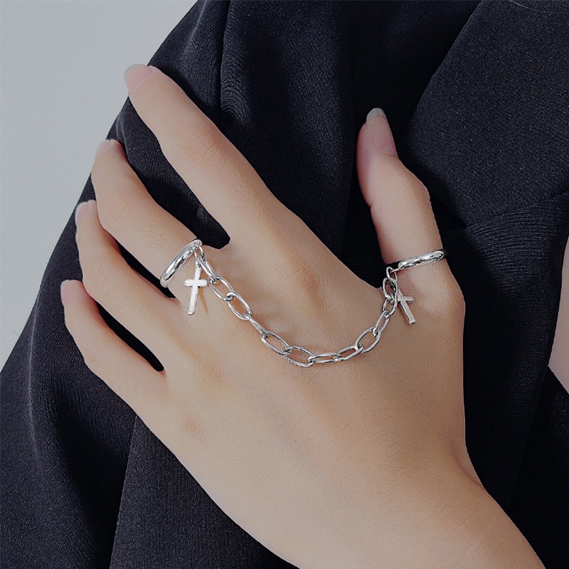 Nhẫn đeo tay hình chữ thập phong cách hip hop thời trang cổ điển cho nam và nữ