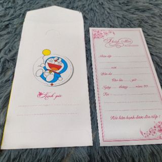 Thiệp mời đứng Đoraemon & Kitty  10 cái/xấp , (SP000475)