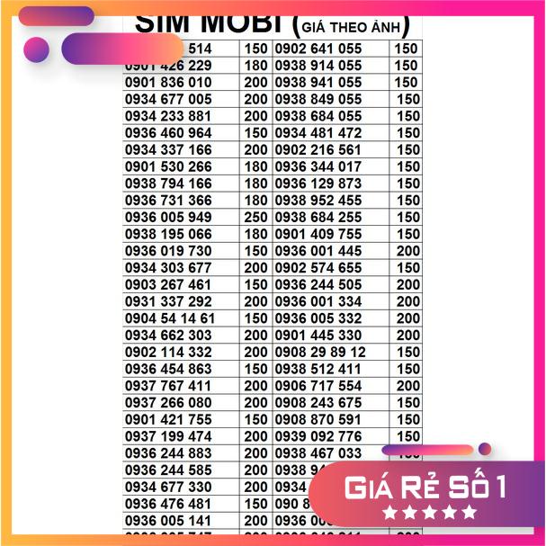SIM MOBIFONE / SIM VIETTEL SỐ ĐẸP 09 PHONG THỦY LÔ 5