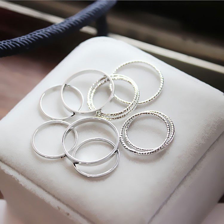 XiaoboACC Set 10 Nhẫn Kim Loại Phong Cách Hàn Quốc Hợp Thời Trang Dành Cho Nữ