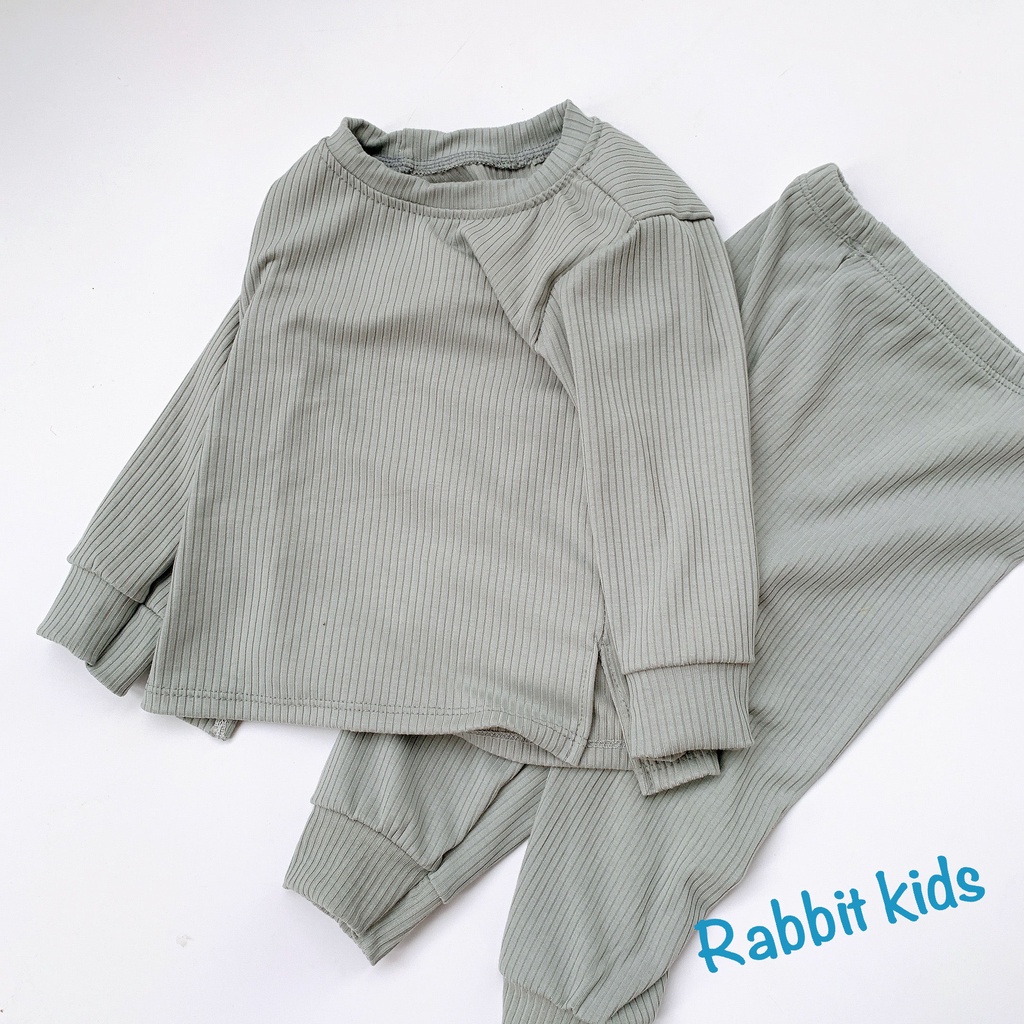 Bộ Quần Áo Thu Đông Bé Trai Phong Cách Hàn Quốc💝FREESHIP💝Rabbit Kids-Quần Áo Dài Tay Cho Bé 8-20kg Chất Thun Gân Tăm