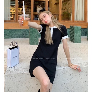 Đầm polo len tăm