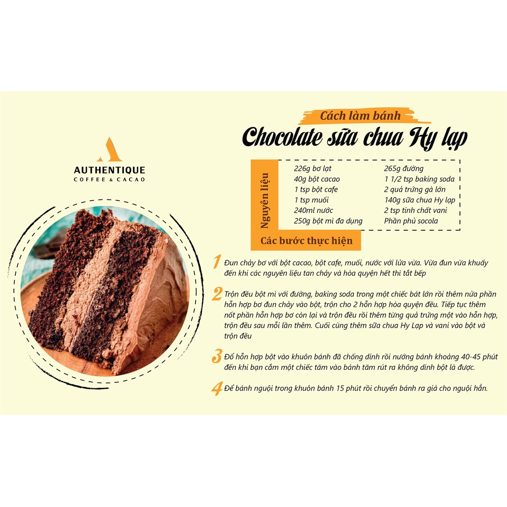 Bột Cacao Nguyên chất Không đường - Hũ 440gr - Hỗ trợ đẹp da, giữ dáng | Authentique Cacao