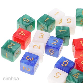 [Simhoa] 50 Chiếc D6 16mm 6 Mặt Chết Có Túi Cho Trò Chơi Nhập Vai Accs