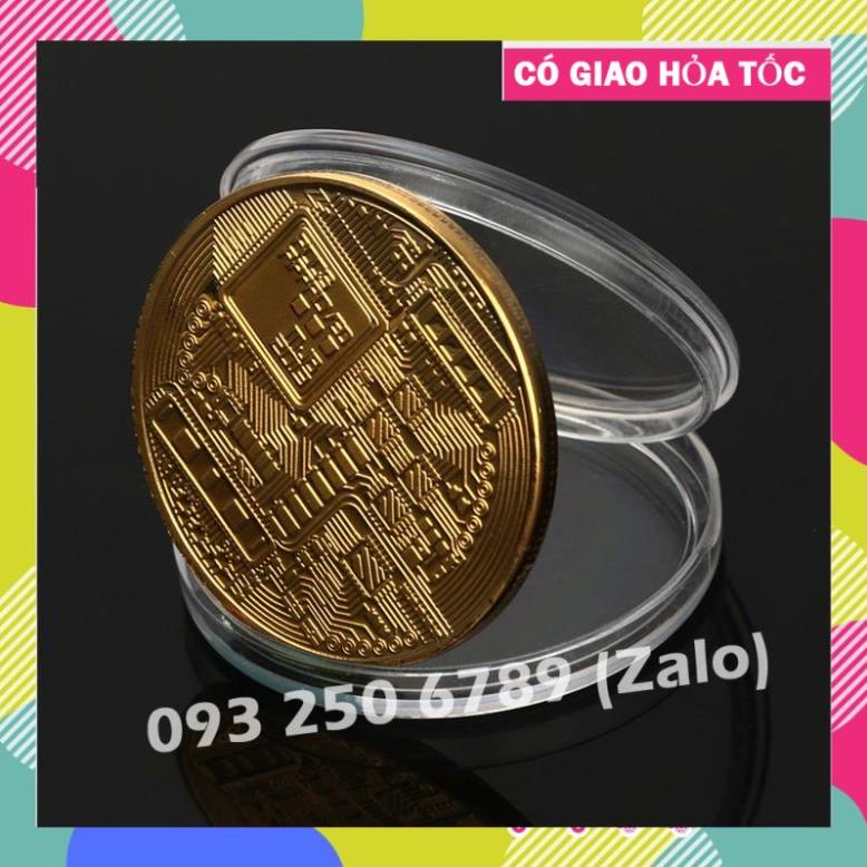 FREESHIP Đồng Xu Bitcoin Mạ Vàng 24K