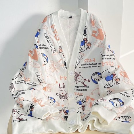 Áo cardigan Snoopy - Áo unisex dài tay form rộng - áo khoác ngoài