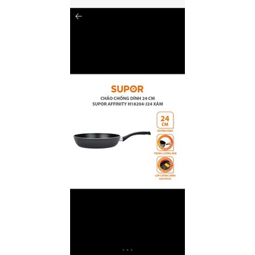Chảo chống dính SUPOR AFFINITY H18204-J24 J26 - 24CM và 26CM sử dụng cho bếp gas và hồng ngoại