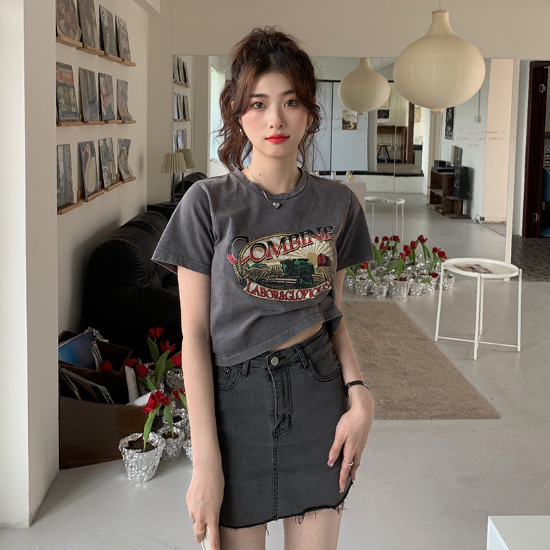 NRVP Áo Thun NgắN Tay DáNg Ôm ThờI Trang Cho Nữ