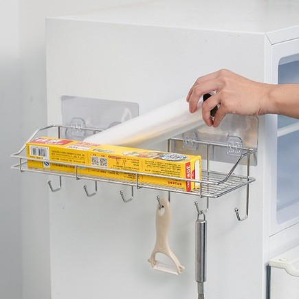 Kệ dán tường inox 6 móc siêu chắc