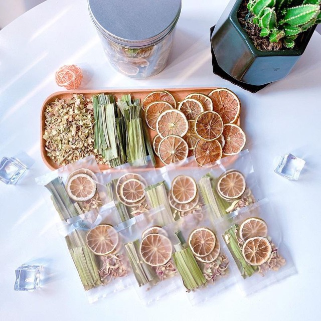 Set 8 gói trà chanh sả detox- giảm cân, giảm mụn, thanh lọc cơ thể