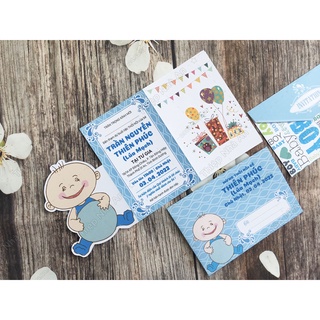 ♥️ Shop Uy Tín ♥️  Thiệp Mời  Sinh Nhật -Thôi Nôi - Đầy Tháng Dành Cho Bé Trai A1801E