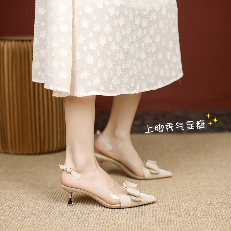 Giày Cao Gót Da Mềm Thắt Nơ Thời Trang Mùa Hè Cho Nữ 8088-19
