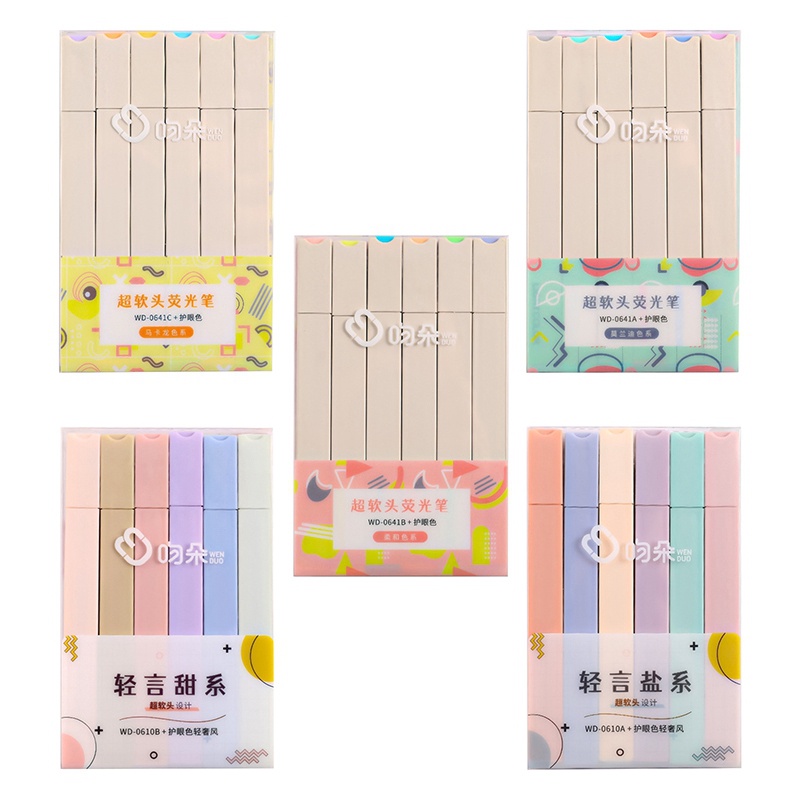 Set 6 Bút Dạ Quang Đầu Mềm Nhiều Màu Sắc DIY
