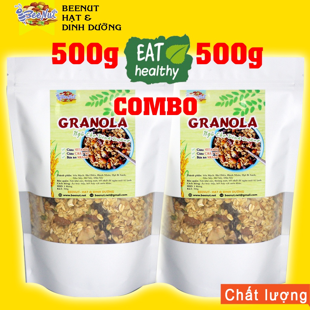 Ngũ cốc giảm cân Granola không đường, Ngũ cốc dinh dưỡng không phẩm màu nhân tạo - Đồ ăn vặt Healthy BeeNut