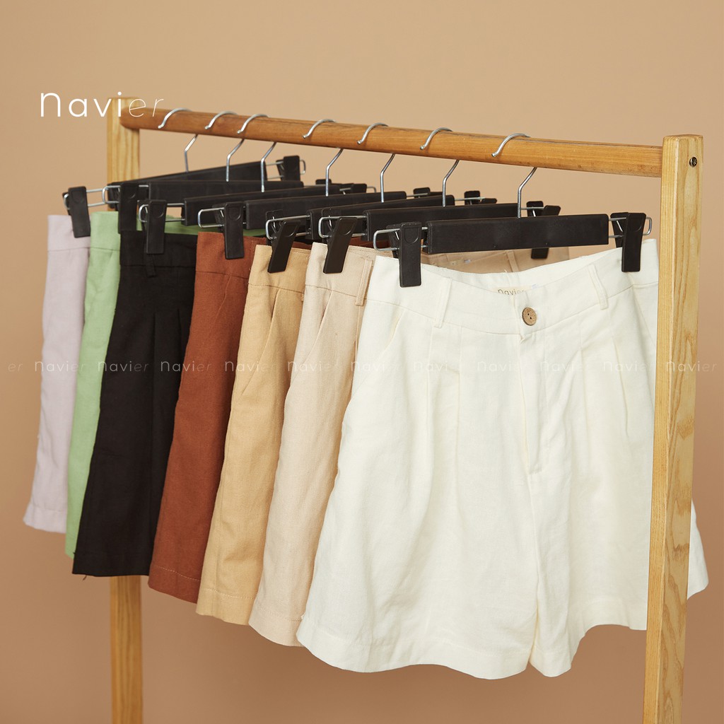 QUẦN SHORT NỮ LƯNG CAO - QUẦN SOOC ỐNG RỘNG NHIỀU MÀU VẢI ĐŨI LINEN SH01 NAVIER | BigBuy360 - bigbuy360.vn