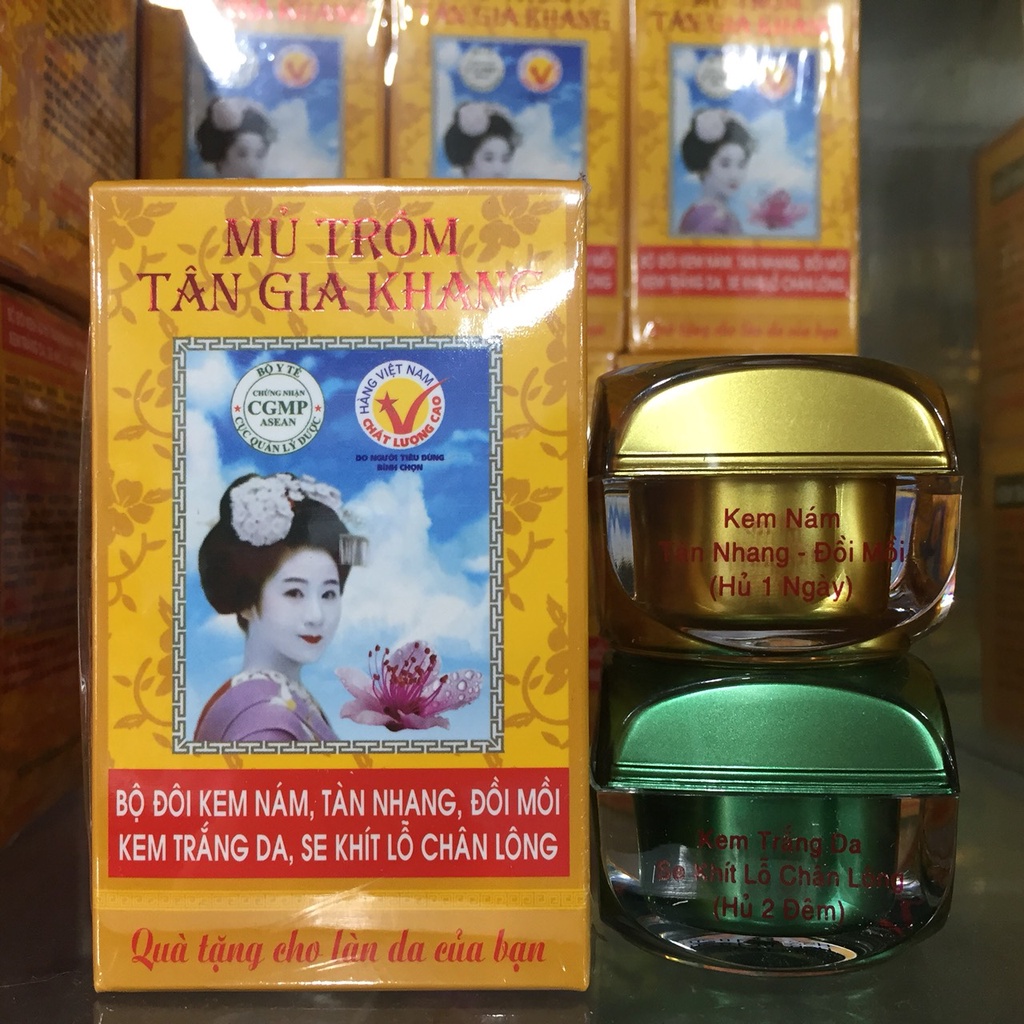 TÂN GIA KHANG Bộ đôi  kem ngừa nám tàn nhang, đồi mồi, trắng da se khít lỗ chân lông