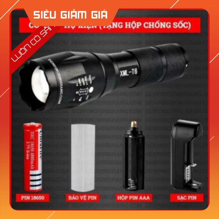 [GIẢM GIÁ] Đèn pin siêu sáng bóng led xml t6 police bin mini cầm tay chống nước tự vệ chuyên dụng   -KSHN
