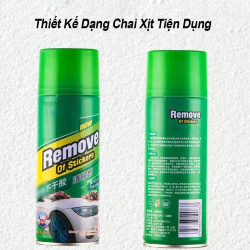 Chai Xịt Tẩy Keo Remove Of Stickers 450ml, tẩy vết băng dính, nhựa đường bám trên ô tô