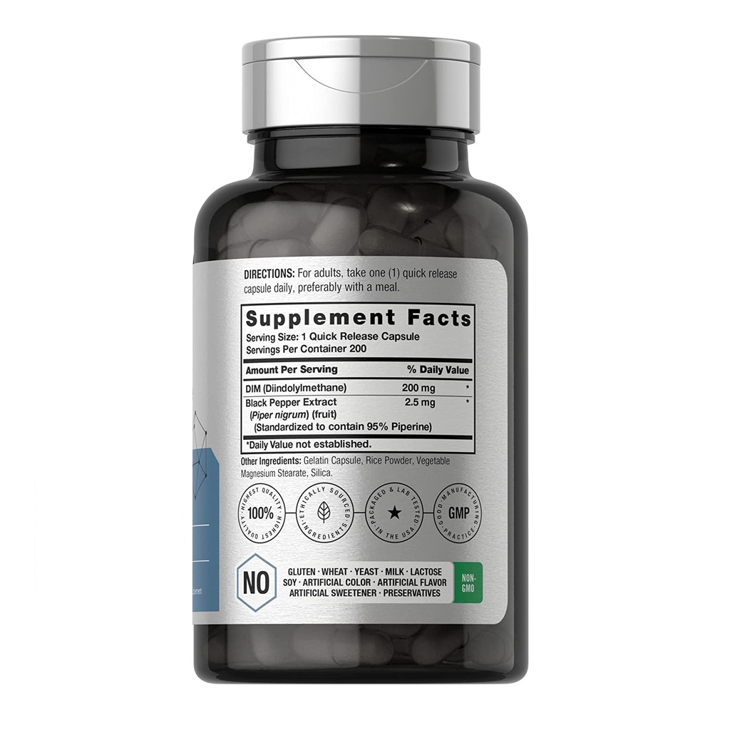 Horbaach Viên uống bổ sung DIM 200mg cân bằng hormone, chuyển hóa estrogen, giảm mụn và PCOS cho nam