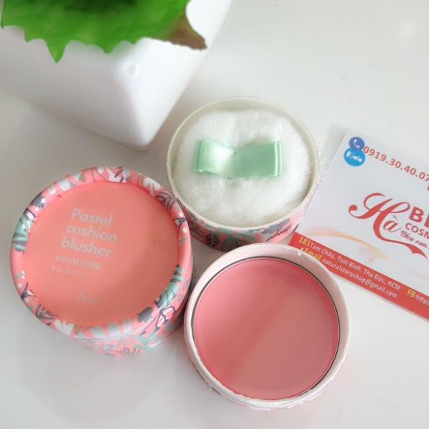 Phấn má hồng dạng bột siêu mịn kiềm dầu lâu trôi màu sắc trẻ trung Hàn Quốc The Face Shop Pastel Cushion Blusher 6g