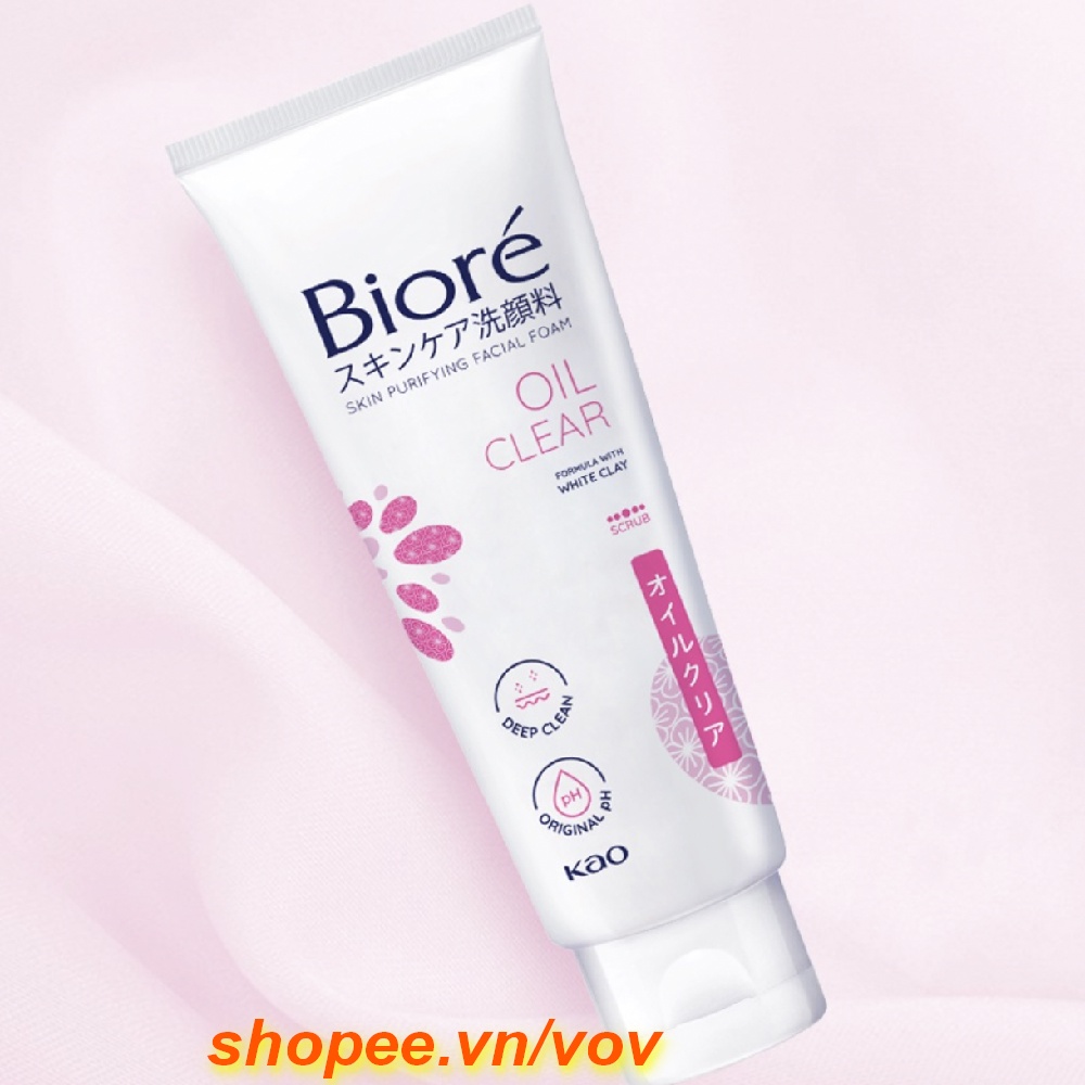Sữa Rửa Mặt 100g Biore Oil Clear Sạch Nhờn & Làm Nhỏ Mịn Lỗ Chân Lông, vov Cam Kết Chính Hãng.