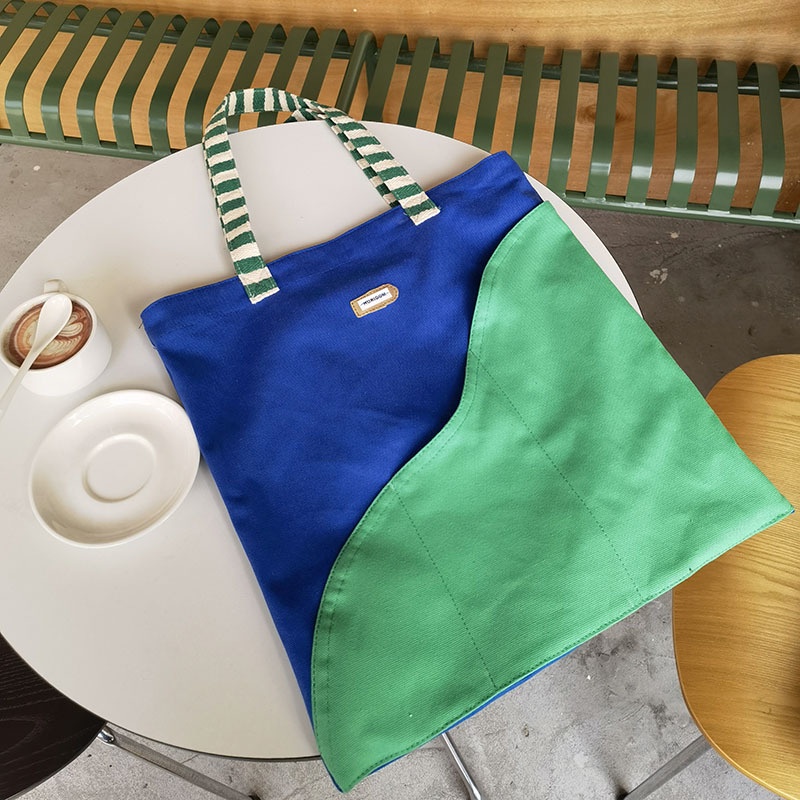 Túi xách canvas cỡ lớn IELGY màu sắc tương phản phong cách retro dành cho nữ