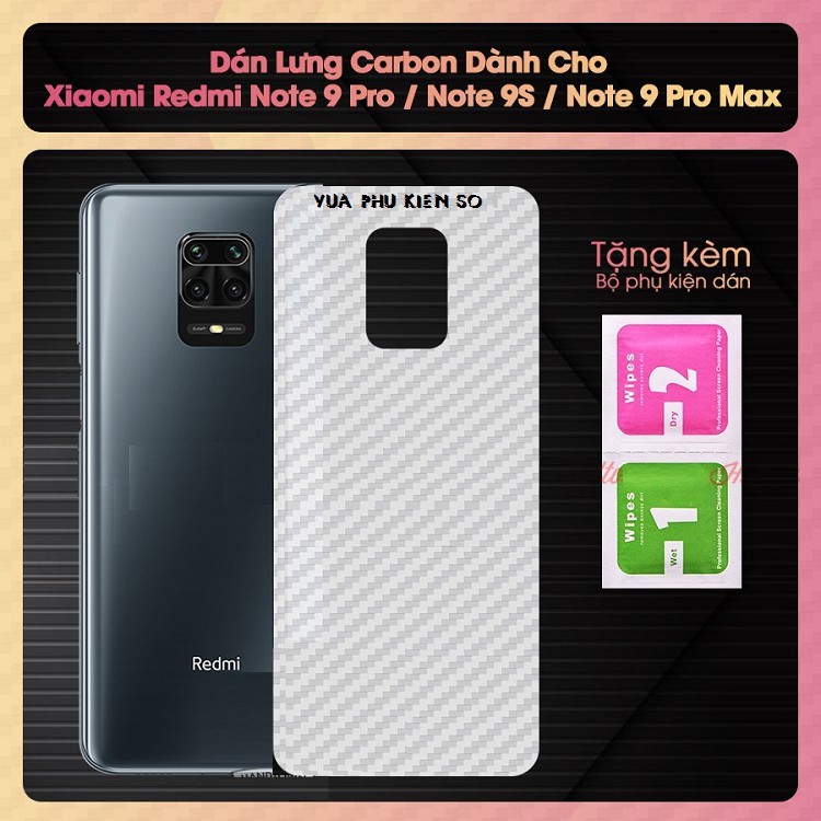 Xiaomi redmi note 9s / note 9 pro / Note 9 Pro Max Dán carbon mặt sau Chống Bám Vân Tay