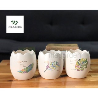Chậu cây gốm sứ in – trứng nhỏ mini