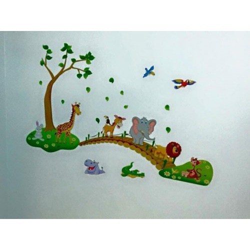[siêu rẻ] Decal dán tường thú qua cầu