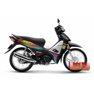 Tem Rời WAVE ALPHA 110 LỬA XANH LỤC ĐỎ VÀNG GP 831132 (Tem chế 3 lớp chống phai màu)