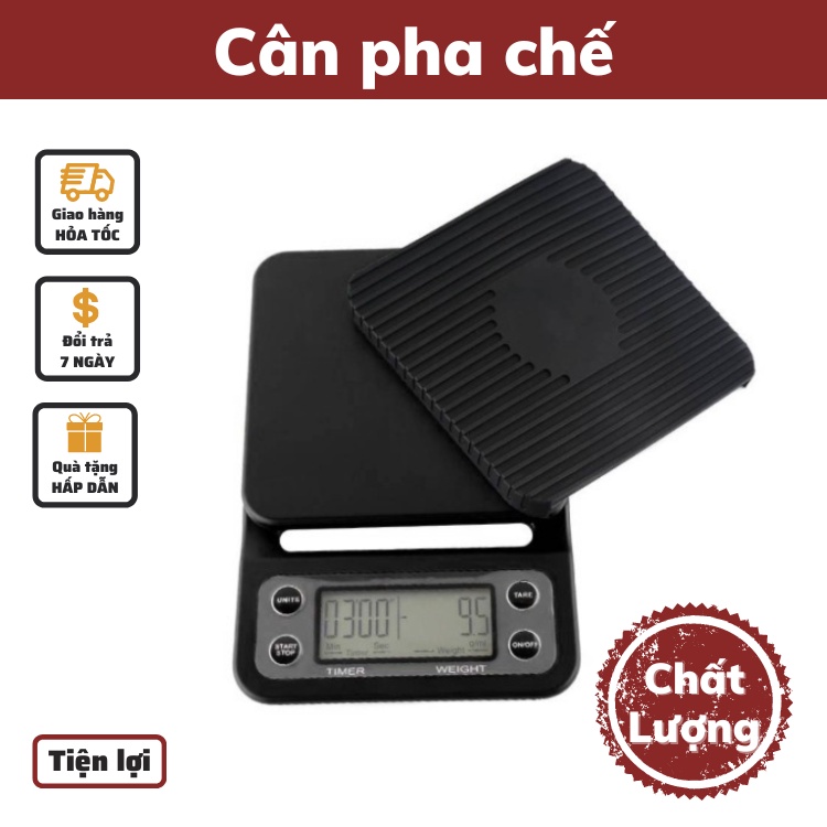 Cân tiểu ly mini pha cà phê nguyên chất định lượng 0,1-3kg cân điện tử làm bánh nhà bếp cafe rang xay