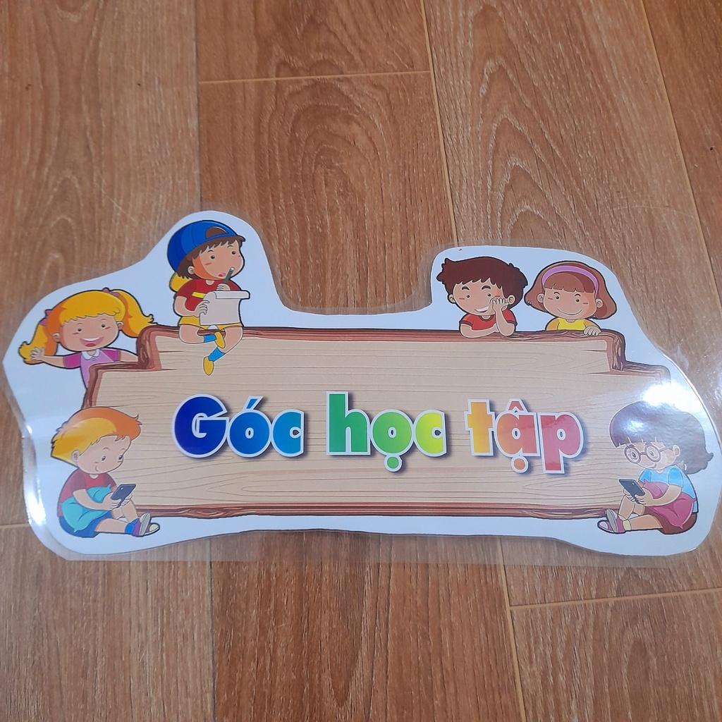 Góc thư viện, góc học tập, góc thiên nhiên, góc trưng bày, góc sáng tạo ép plastic (sẵn băng keo dán tường)