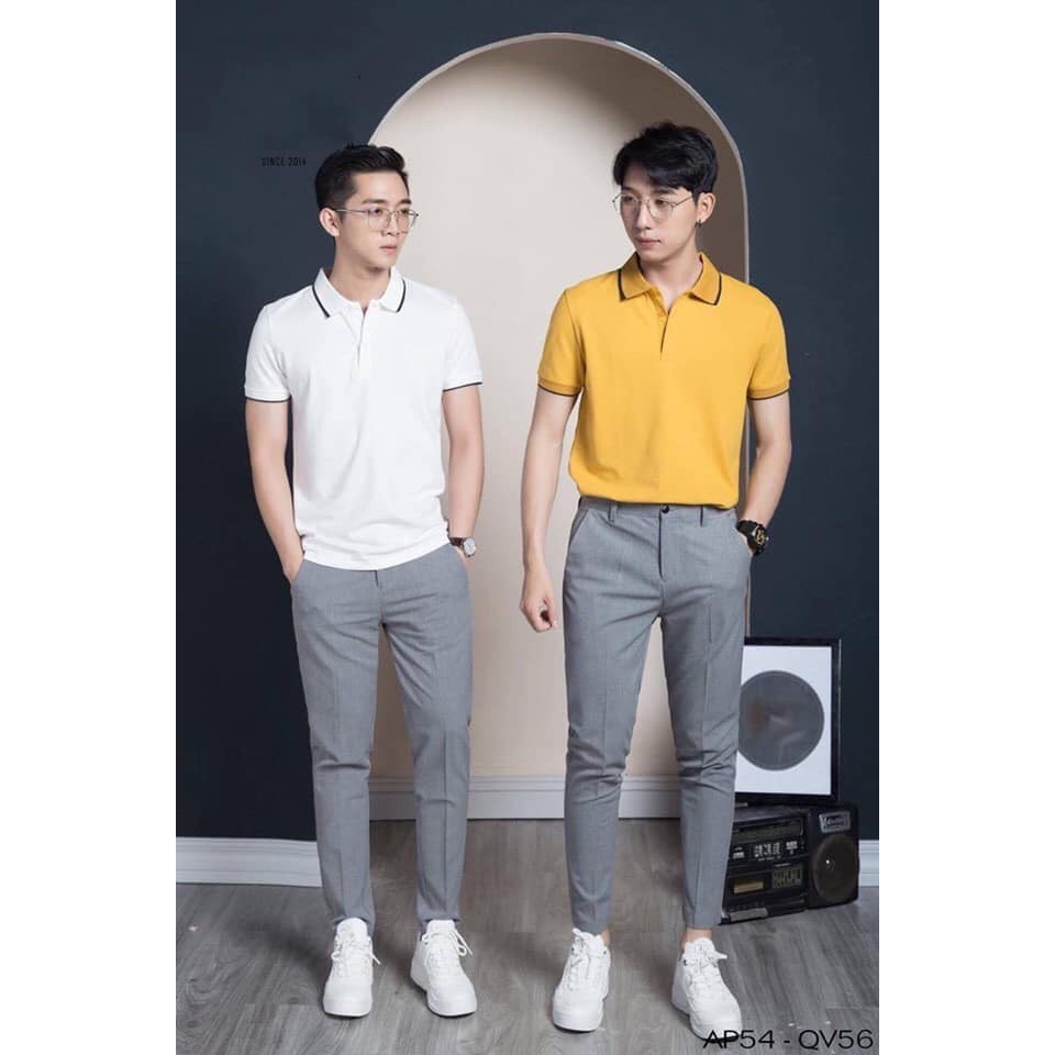 Áo polo nam nữ, áo phông nam cổ bẻ phối viền dệt sợi cotton cao cấp | BigBuy360 - bigbuy360.vn
