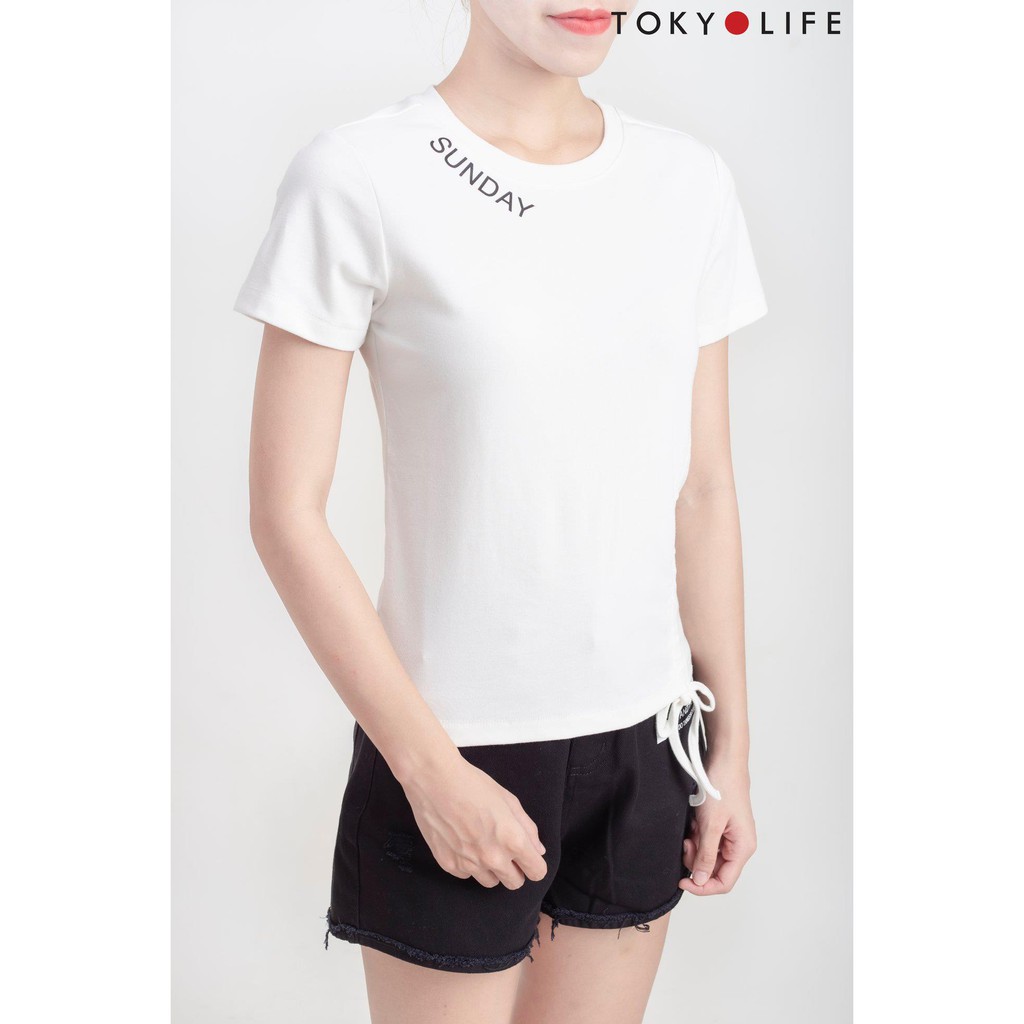 [Mã WABRSWK giảm 10% đơn từ 250k] Áo Thun Nữ dáng ngắn TOKYOLIFE rút dây eo E9TSH037G