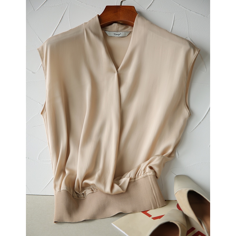 Áo Thun Lụa Satin Dáng Rộng Co Giãn Thời Trang Mùa Hè Đa Năng FF Mới Cho Nữ
