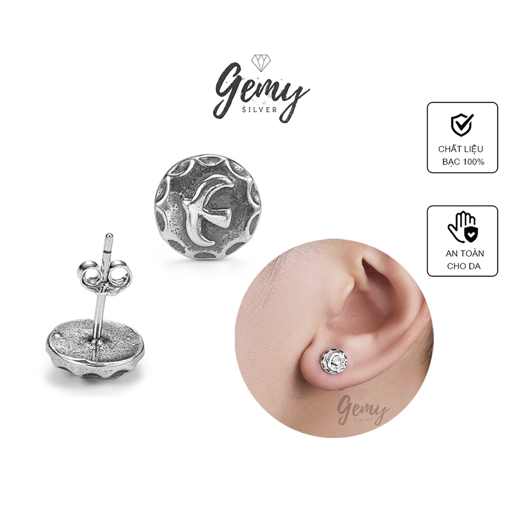 Khuyên tai bạc unisex Gemy Silver, bông tai nam nữ Freedom KN60 (1 chiếc)