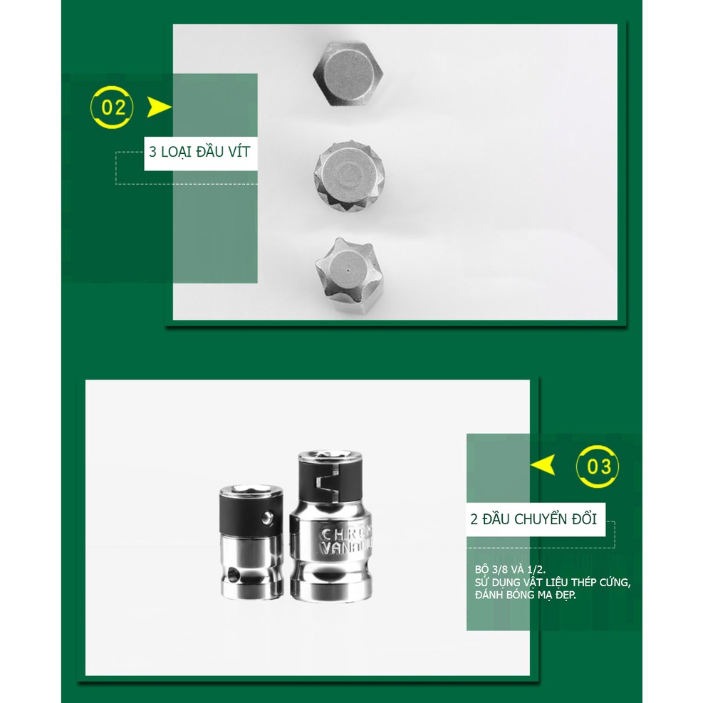 Bộ 40 đầu vít lục giác, hình sao ... các cỡ, Star Screwdriver Star Torx Socket Set - Một sản phẩm của TUOSEN