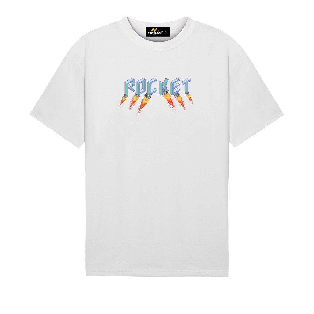 Aó thun tay lỡ phông form rộng dáng Unisex – Nemov. Vải cotton 100% dày, mềm, siêu mát, in chữ ROCKET NE031 | BigBuy360 - bigbuy360.vn