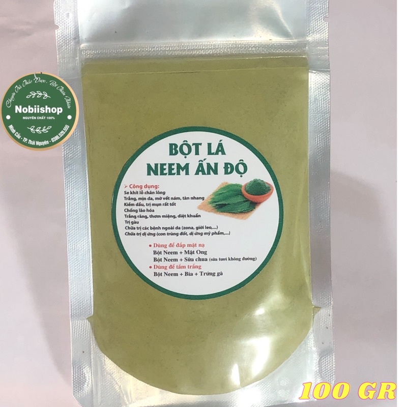 100GR Bột lá Neem Nguyên Chất -Nobiishop- Sản Phẩm Handmade , Dùng Cho Da Khô